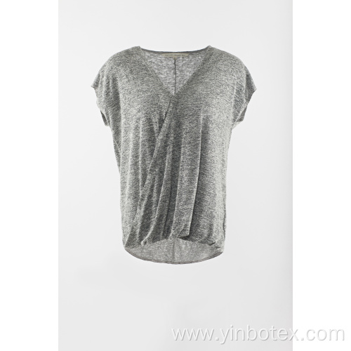 Novelty grey short sleeve cap sleeve pullover